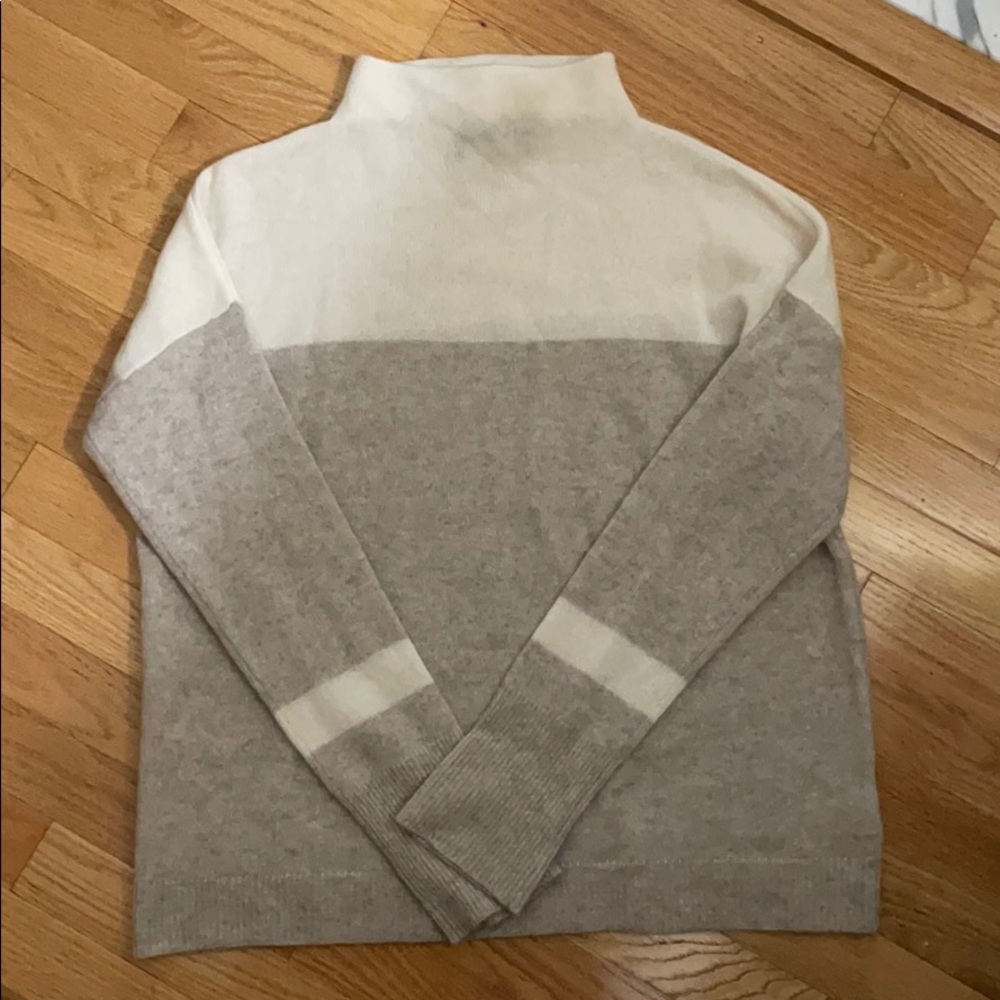 100% cashmere sweater mock neck neutral colorblock